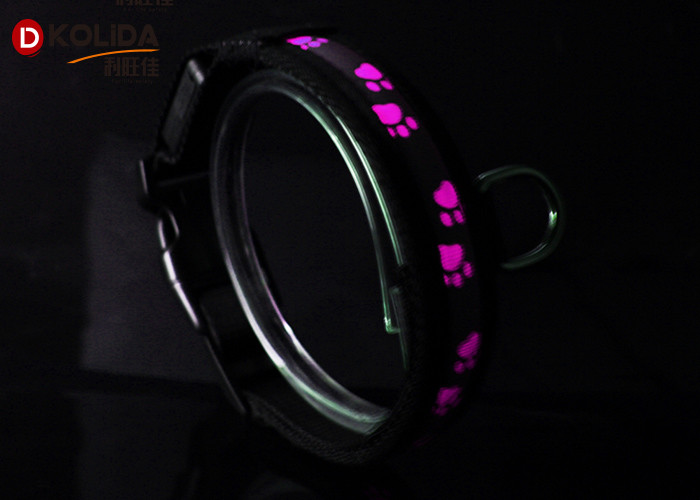 Easy Walking USB Rechargeable LED Dog Collar Green / Blue / Pink With 65Mah Liuthium Battery