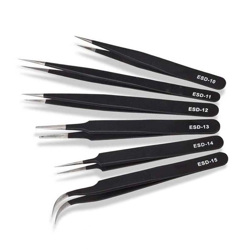 Stainless Steel ESD Tweezer Anti Static For Cleanroom Assembly Tools