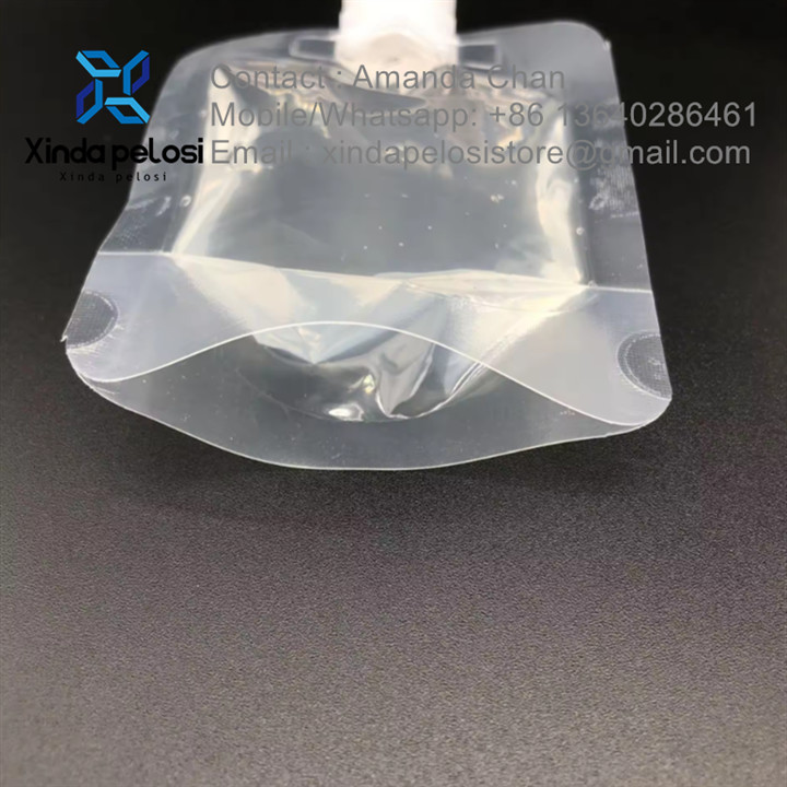 Reusable Clear Plastic Spouted Liquid Drink Bag Pouch Alcohol Pouch
