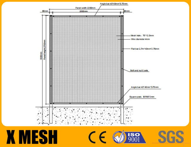 Security Anti Climb Mesh Fence 2m X 4m Mesh Size Clear View For Airport