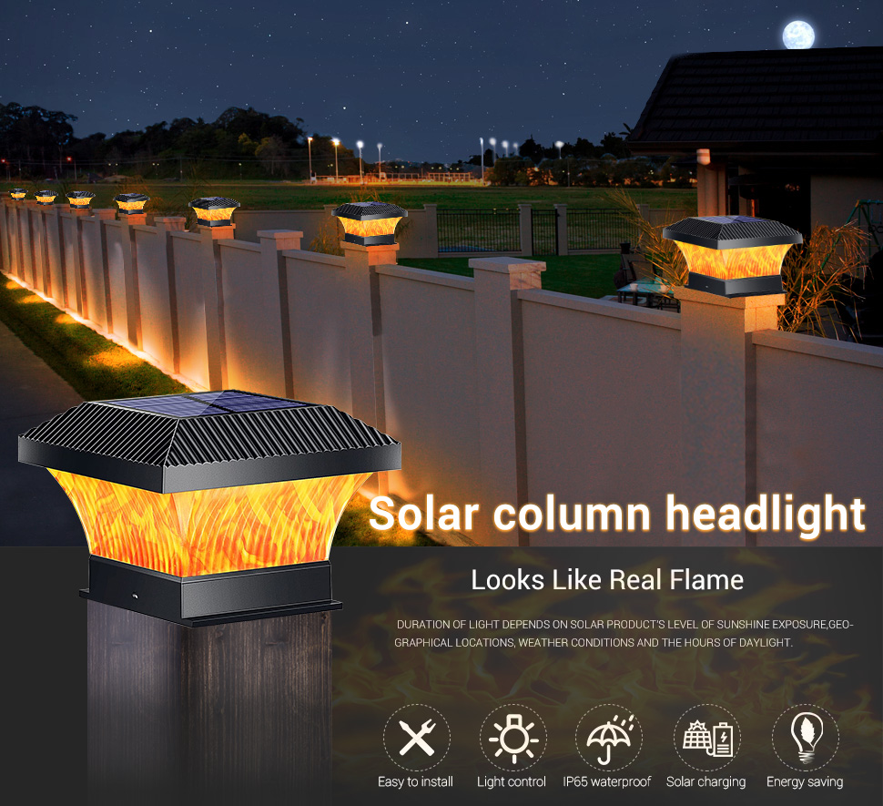 Outdoor LED Solar Powered Pillar Lights 2700K 2200mAH Multipurpose Solar Column Head Lighting