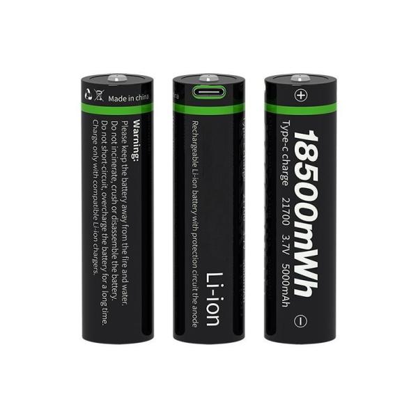 Type C Rechargeable Lithium Ion Battery 21700 3.6V 5000mAh Emergency Light Mini