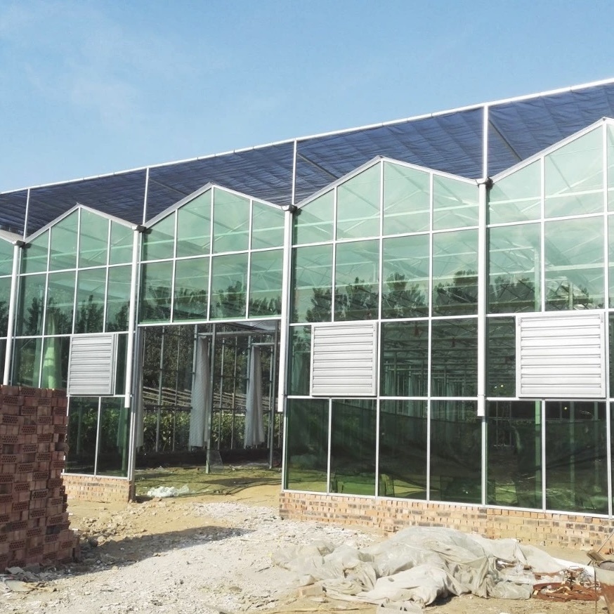 Glass Greenhouse Hydroponics System for Flower Cultivation