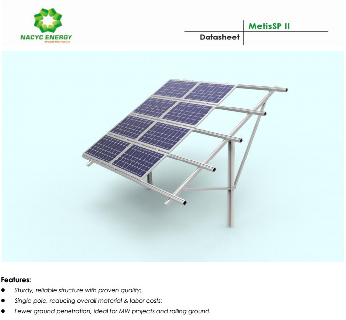 Solar Photovoltaic System Solar Panel Adjustable Mounting Brackets Technical Datasheet Offer PV Ground Mounting System