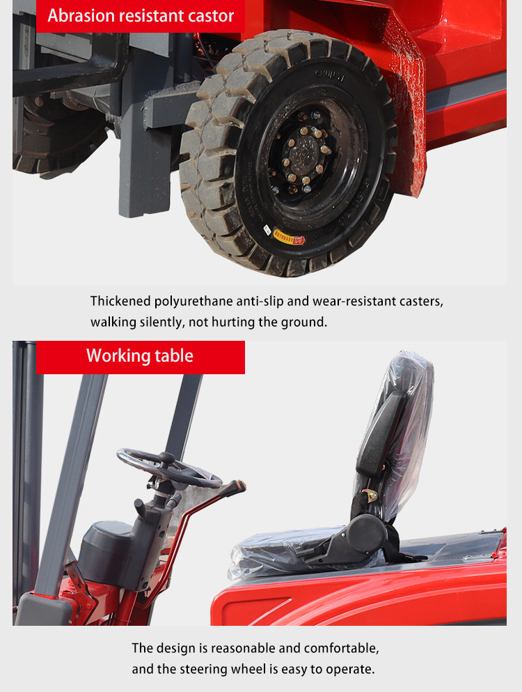 Solid Tire Small 4 Wheel Electric Forklift With AC Controller Lift Safely Up To 6 Meters