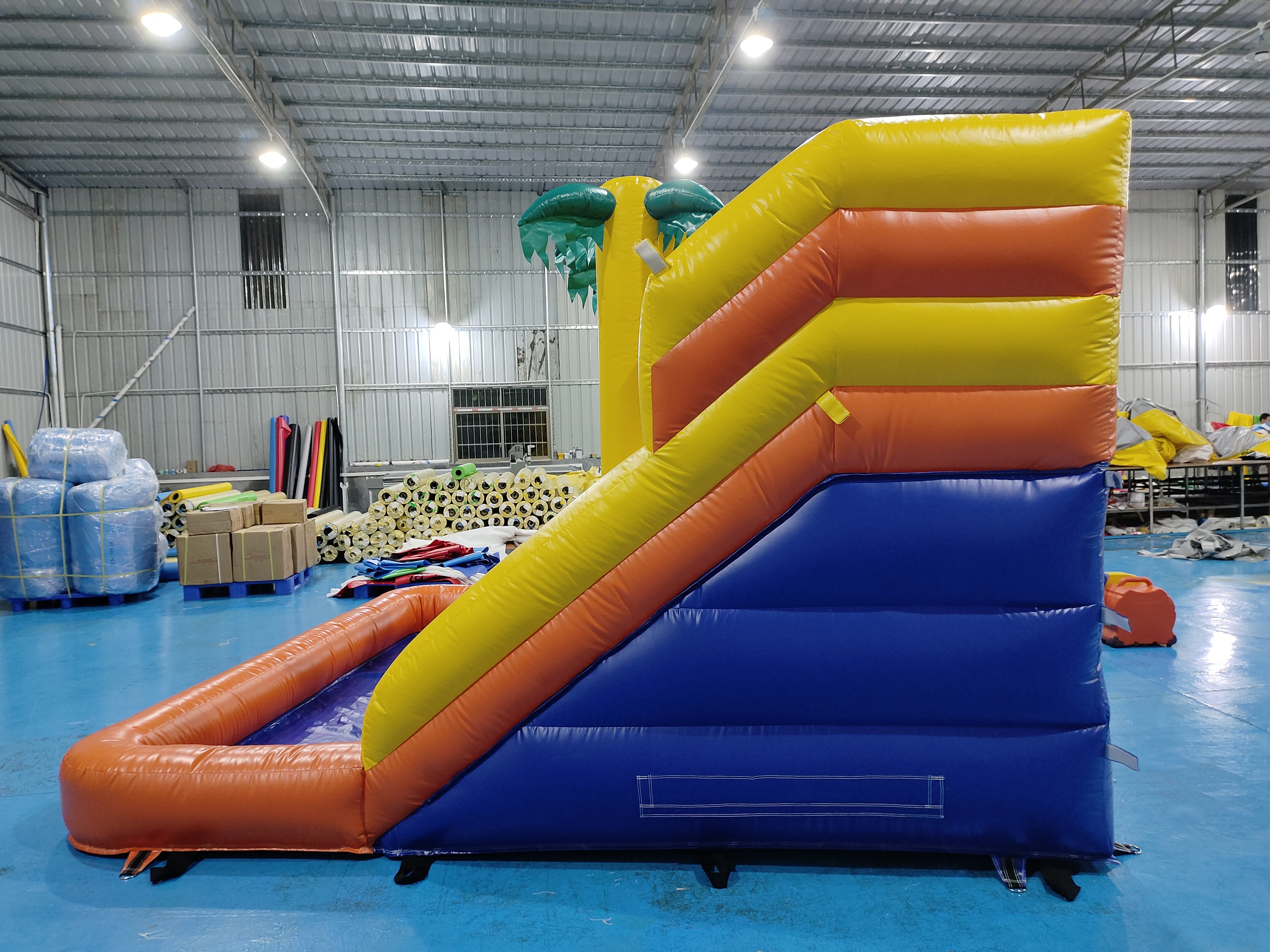 Commercial Inflatable Bounce House With Double Slides Inflatable Water Slides Yellow Jungle For Outdoor Party