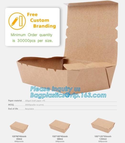 Wholesales custom rectangle die cut packaging lunch food kraft paper corrugated