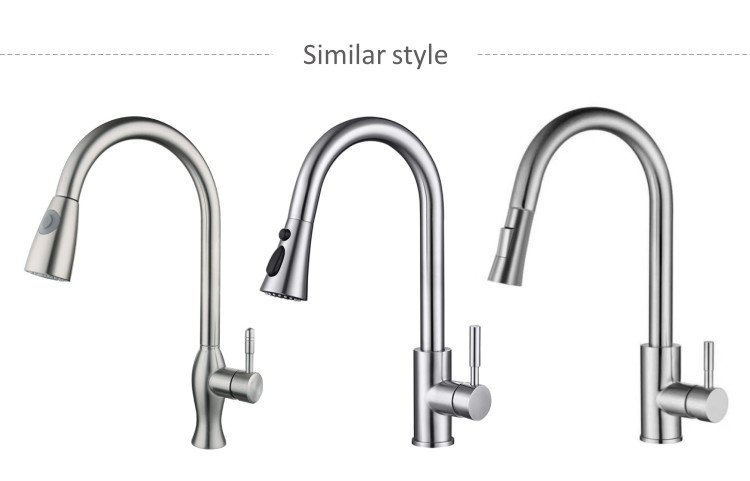 360 Degree Rotation Stainless Steel Kitchen Faucet Brushed Pull Out Sink Faucet