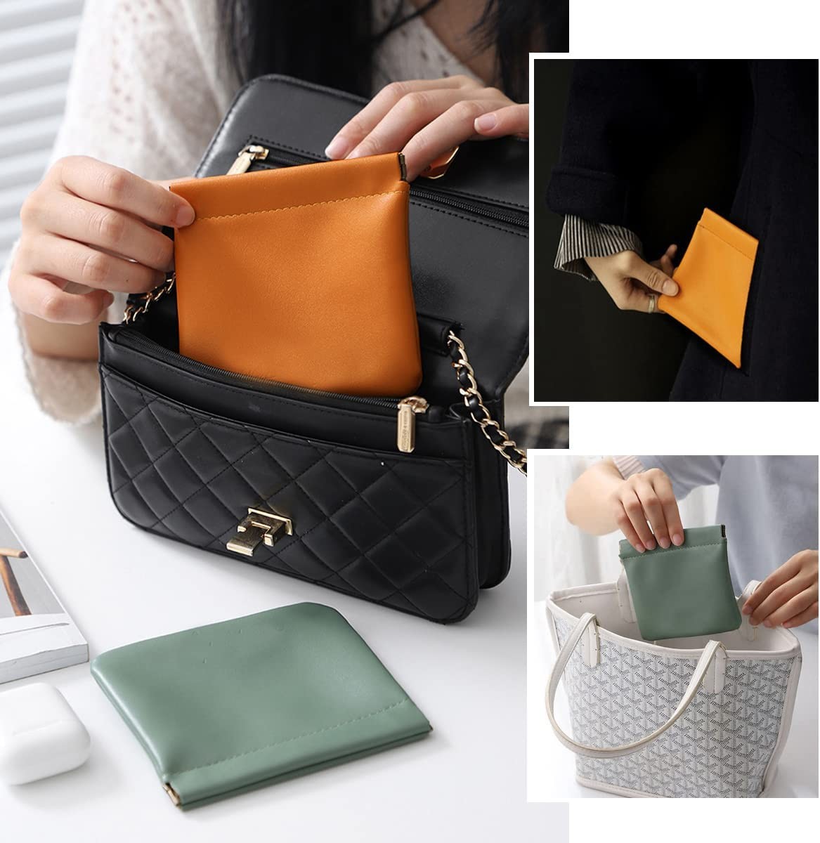Waterproof Leather Lightweight Bag Pocket Cosmetic Bag Squeeze Pocket