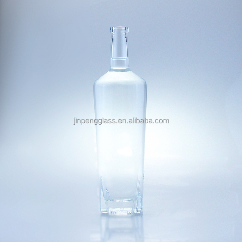 Glass Collar Glass Bottle For Alcoholic Beverages 750 ml with Cork Sealing Flint Empty