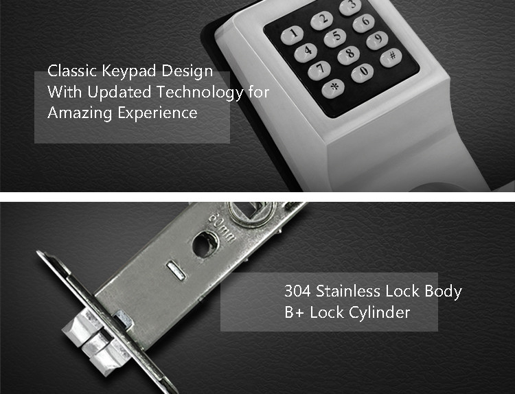 Classical Electronic Door Lock With Remote Control , Card Code Combination Door Lock