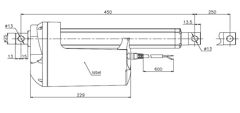 3500N load linear actuator electric, electric linear rod actuator with 350mm stroke