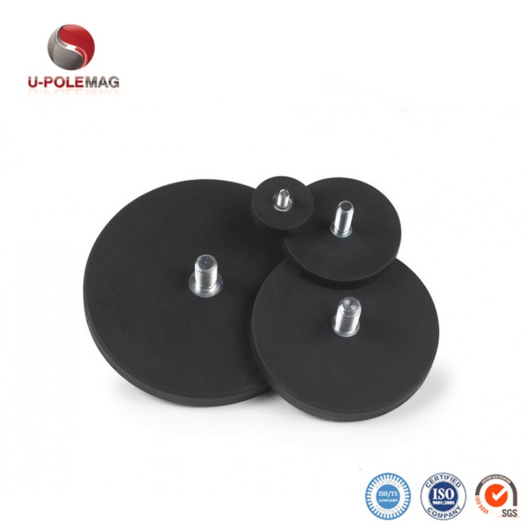 Industrial Magnet Rubber Pot Magnets With Threaded Holes M6 M8 and Customizable Force