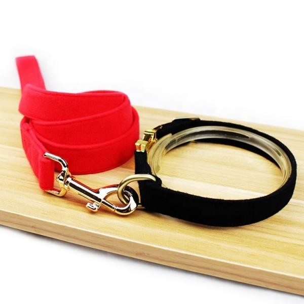 4 Size Dog Collars And Leashes Luxury Padded Decorative Velvet Customized Logo
