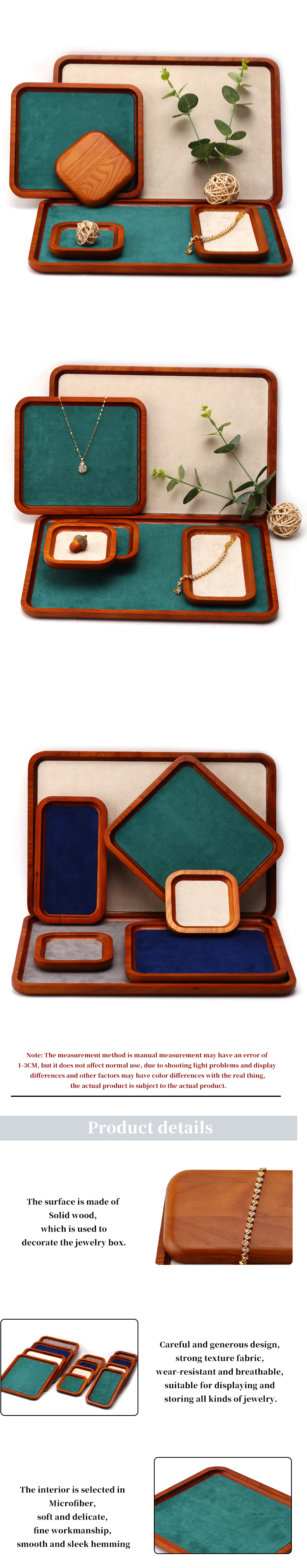Multi Color Lining Solid Wood Jewelry Display Tray For Ring Bracelet Pendant Exhibition