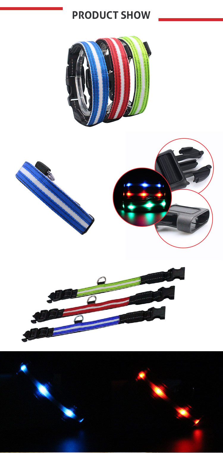 Eco - Friendly Nylon LED Dog Collar , Luminous Light Up Cat Collar