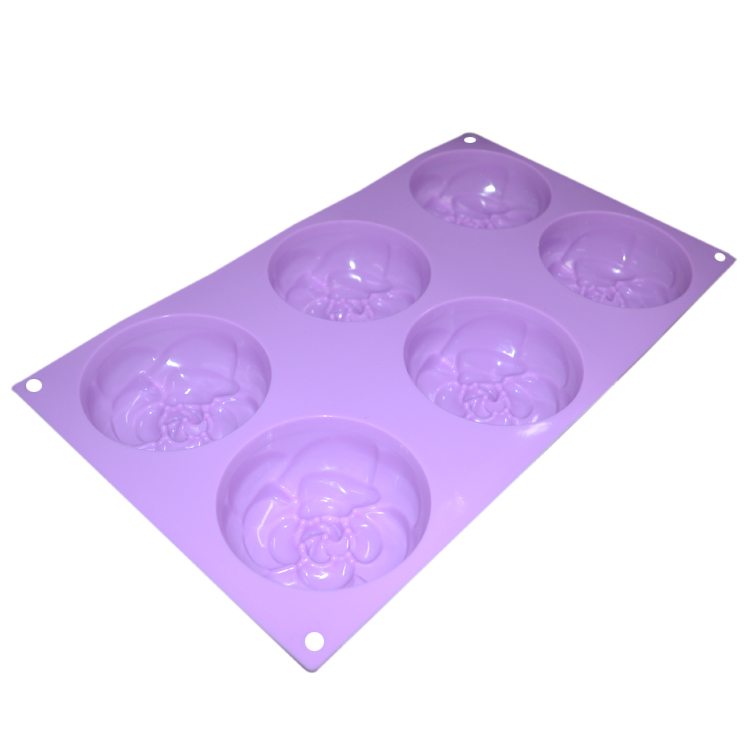 Anti Tear Handmade Silicone Soap Mold 6 Cavities Flowers Shape For Cake Decoration