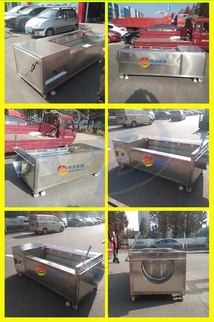 Industrial Roller Brush Ginger Peanut Potato Tomato Onion Washer with 1.5kw Power
