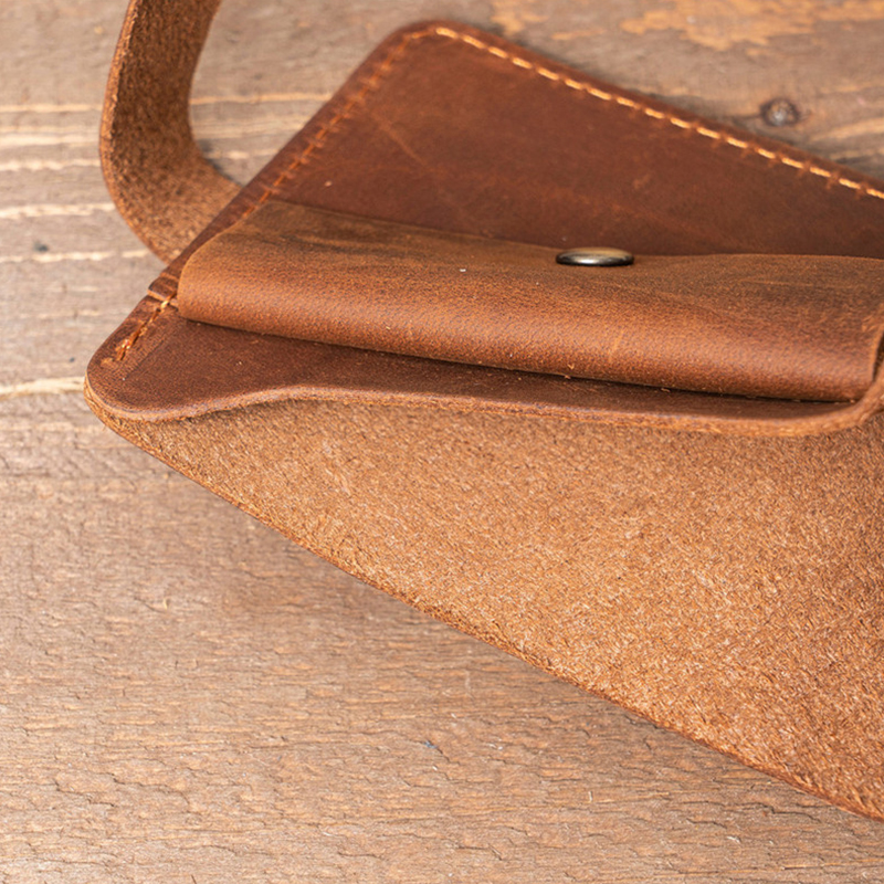 Men's Bifold Slim Coin Purse Wallet in Vintage Genuine Leather Crazy Horse Leather