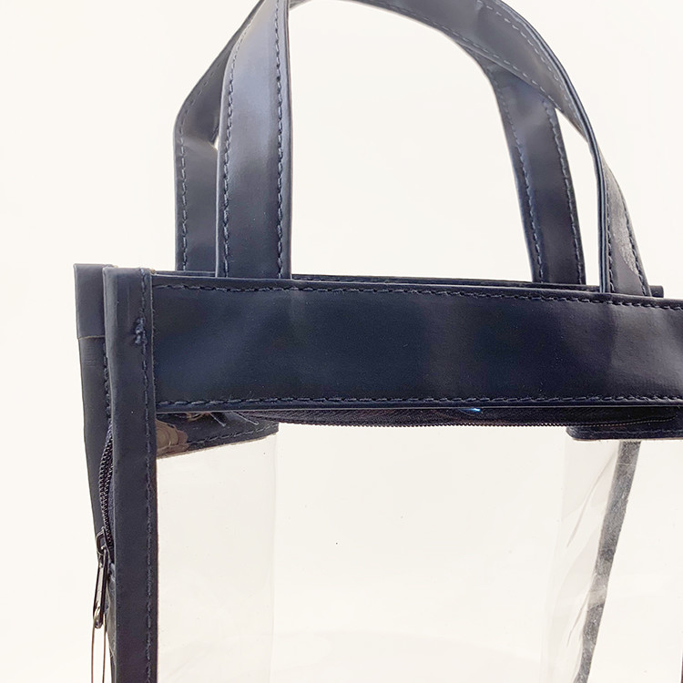 New Style Clear Plastic PVC Zipper Bag For Comestics with PU Handle