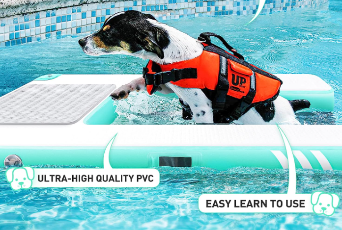 Large Water Ramp Dog Inflatable Pup Plank Dog Dock Pool Floating Boat With Ladder
