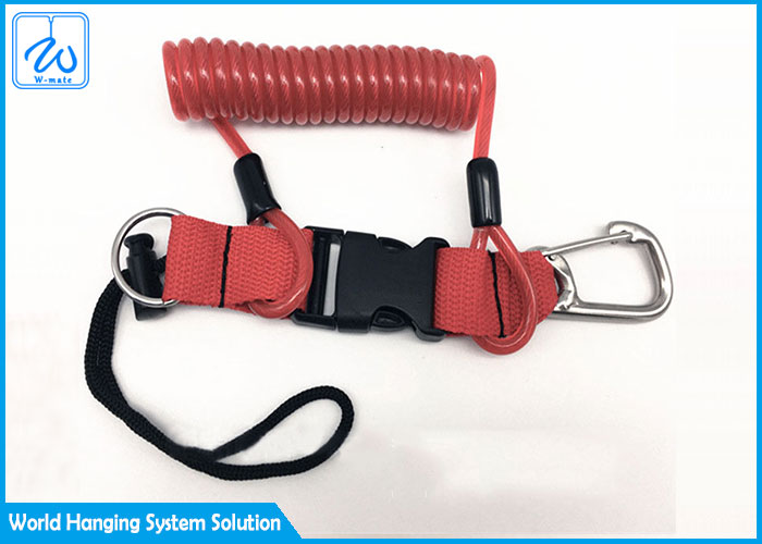 Red Coiled Cable Tool Lanyard Spring Tool Swivel Lanyard Tether Fall Arrest Retractable Tool Lanyard