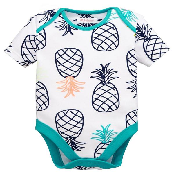 Printing Infant Summer Baby Clothes Unisex Jumpsuit Cotton Knit Short Sleeve