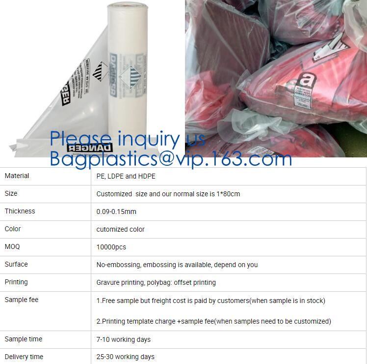 Hazardous Waste Yellow Plastic Bag Asbestos Garbage Bag,large size thicker LDPE asbestos remove bags,asbestos garbage ba