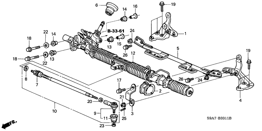 SR-1003 MASUMA RHD Hydraulic Auto Spare Parts Steering Rack For Honda Cr-V 53601-S9A-023