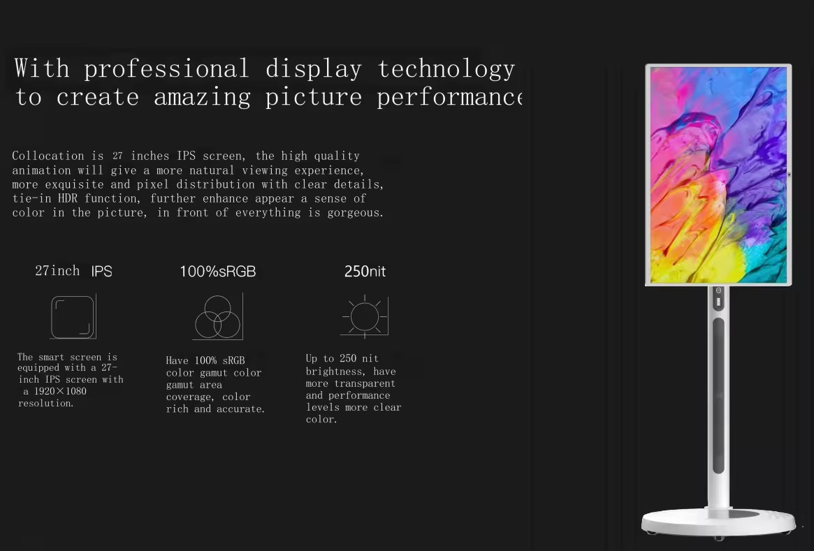 iBoard 32 inch Portable Smart Android Screen Indoor Movable Touch Screen Smart Tv Rotating Portable Tv For Live Streaming