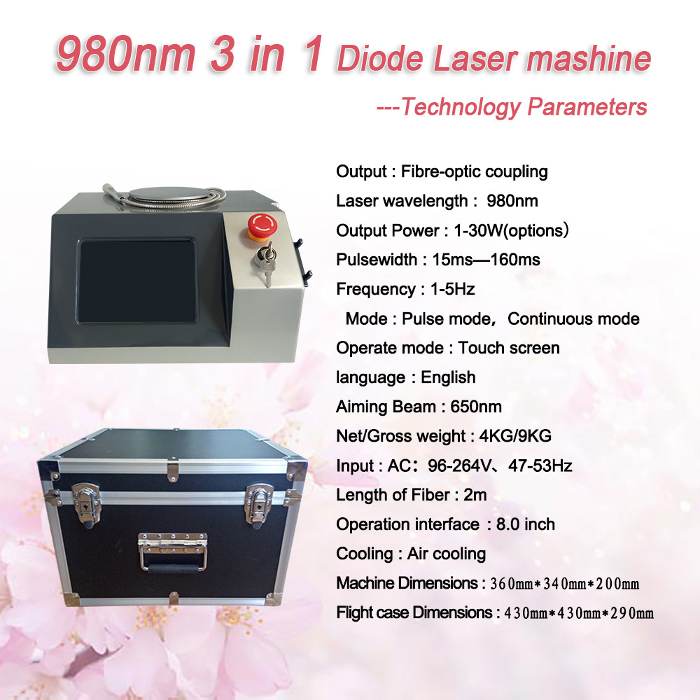 980nm diode laser for pain relief, physical therapy, nail fungus removal
