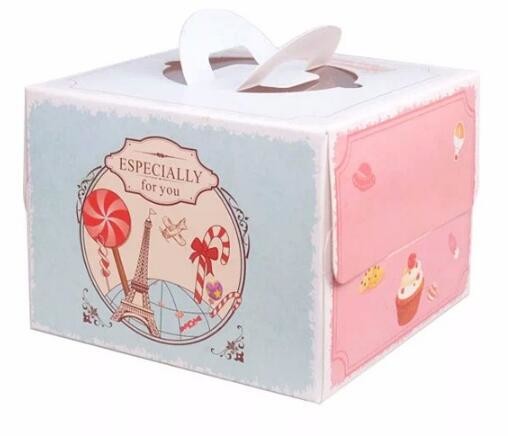 Wholesale custom Paper Cookies packing Cake Box with PVC window,Wholesale Plastic Square Birthday Wedding Packaging Clea
