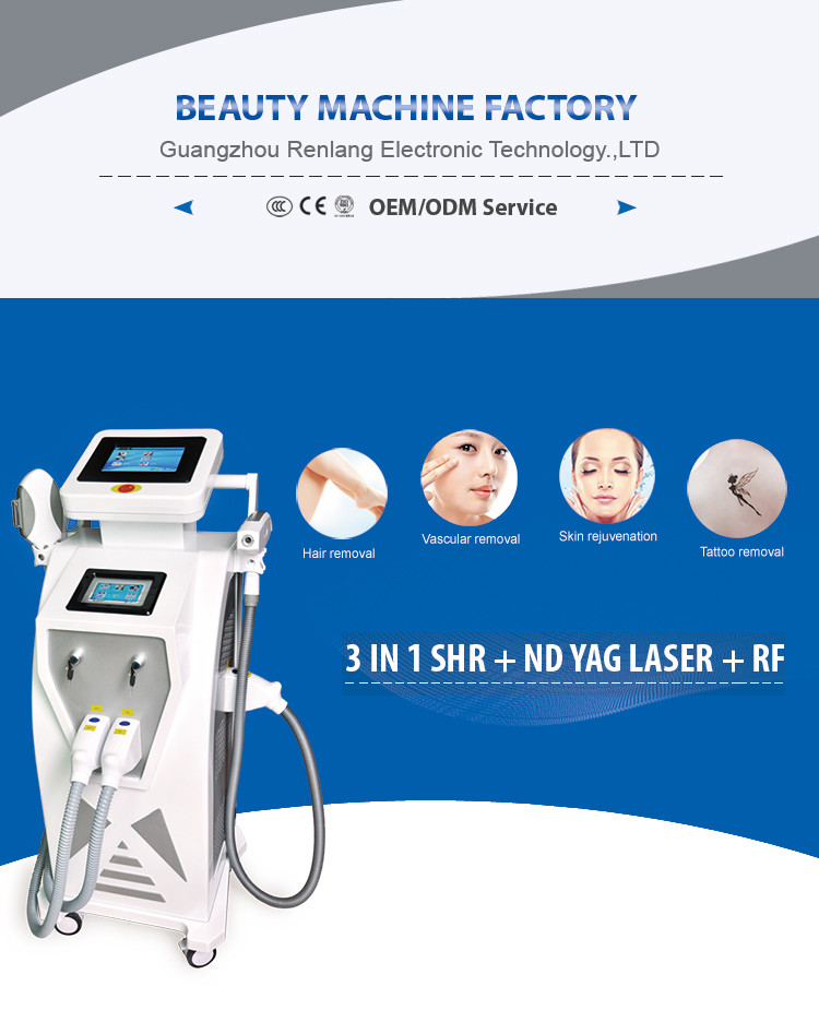 Opt Nd Yag Rf Laser Beauty Machine Distributor Dual Screen 3 In 1