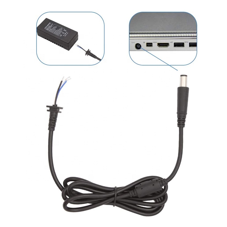 DC 7.4x5.0mm Male Barrel Jack to Bare End Tinned Open Pigtails Wire Extension Cable for Laptop Adapter