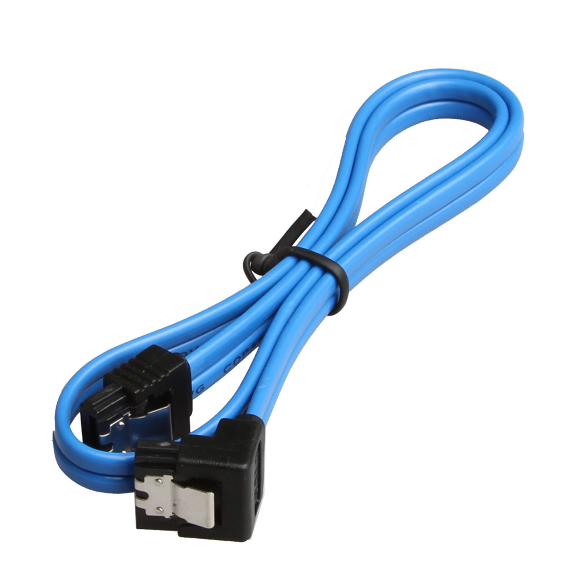 Blue Practical SATA 3 6GB S Cable With Locking Latch Straight To 90 Degree Plug