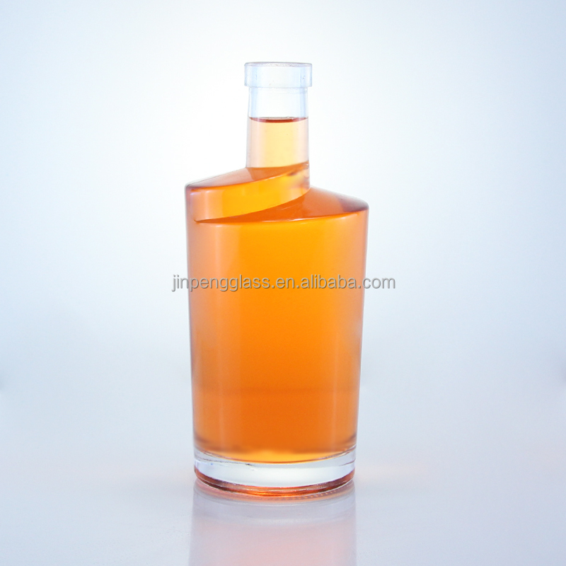 Flint Glass Bottle for Gin Rum Champagne Brandy and Whisky Featuring Customized Logo