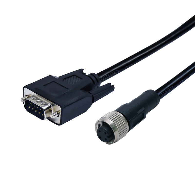 D-Sub Male 9pins Connector To M12 Waterproof Straight 4pins Molding Female Connector