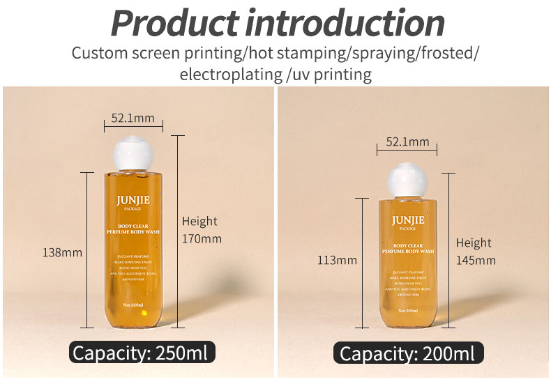 High-End Plastic Body Wash Bottle Cylinder Flat-Shoulder Toner Bottle for Body Lotion Shampoo Lotion 200ml 250ml