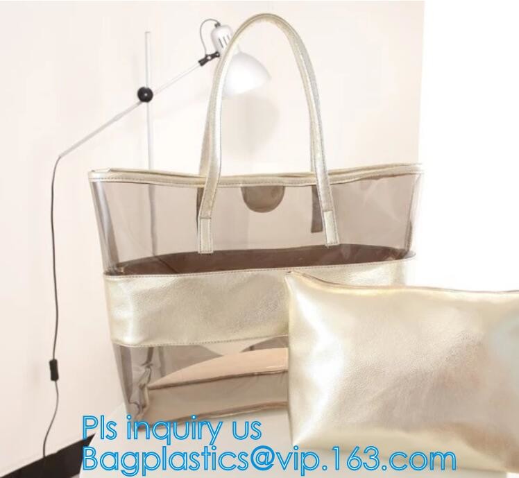 Pvc Customized Women Clear Bag Waterproof Shoulder Bag With Cosmetic, pvc clear beach bags/ pvc shoulder bag factory