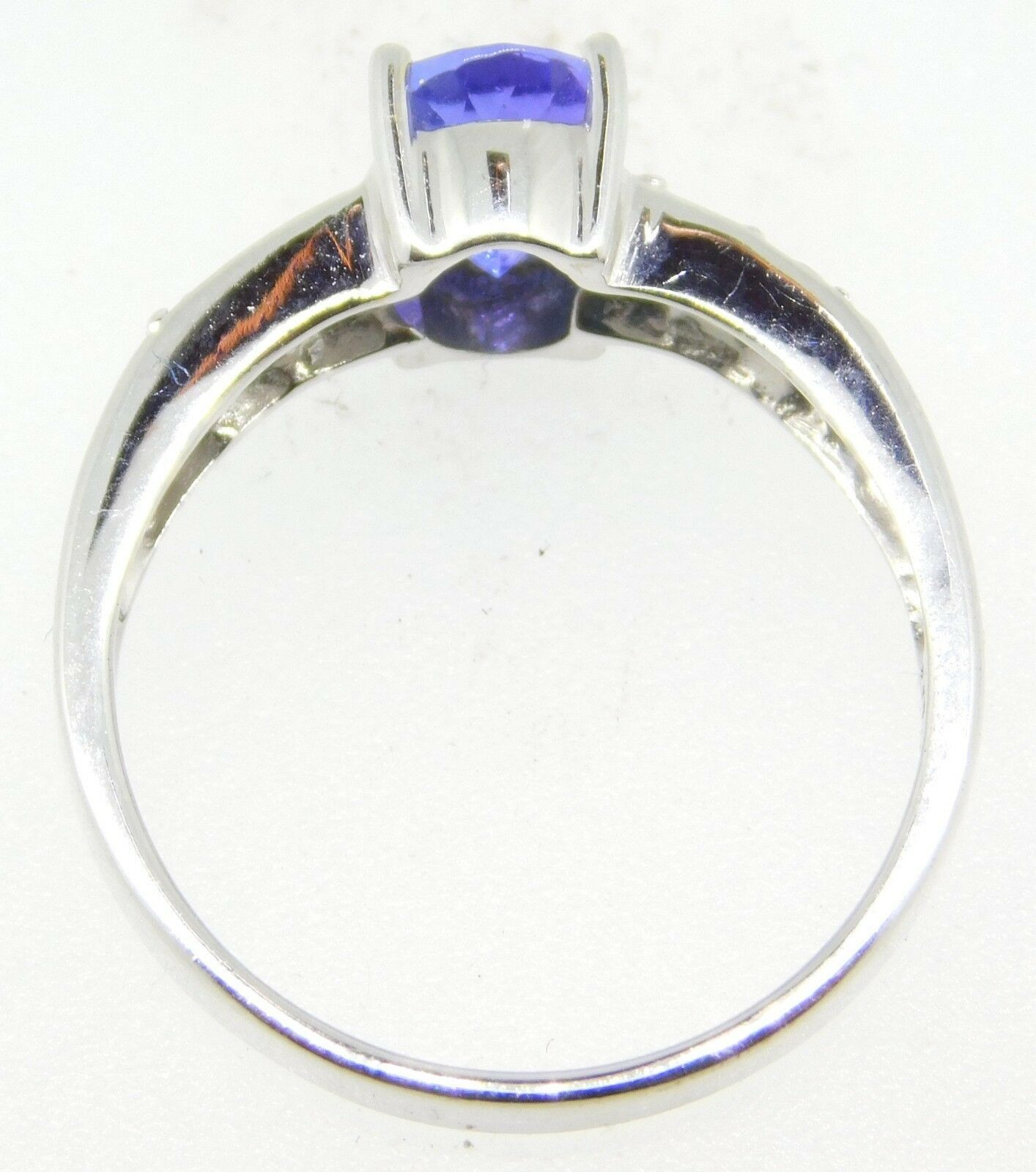 14k White Gold Oval Genuine Natural Tanzanite Ring with CZ