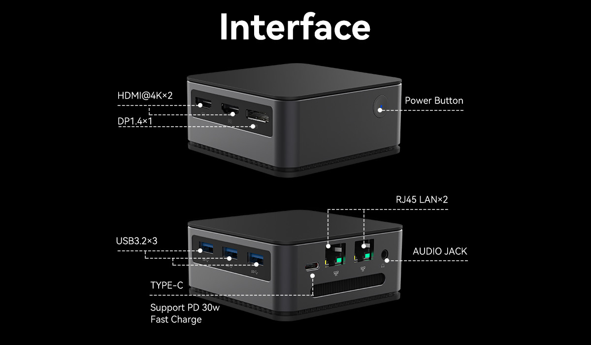 Intel Alder Lake N95 Intel Mini PC LPDDR5 12GB RAM With Dual LAN And 4K HD For Office