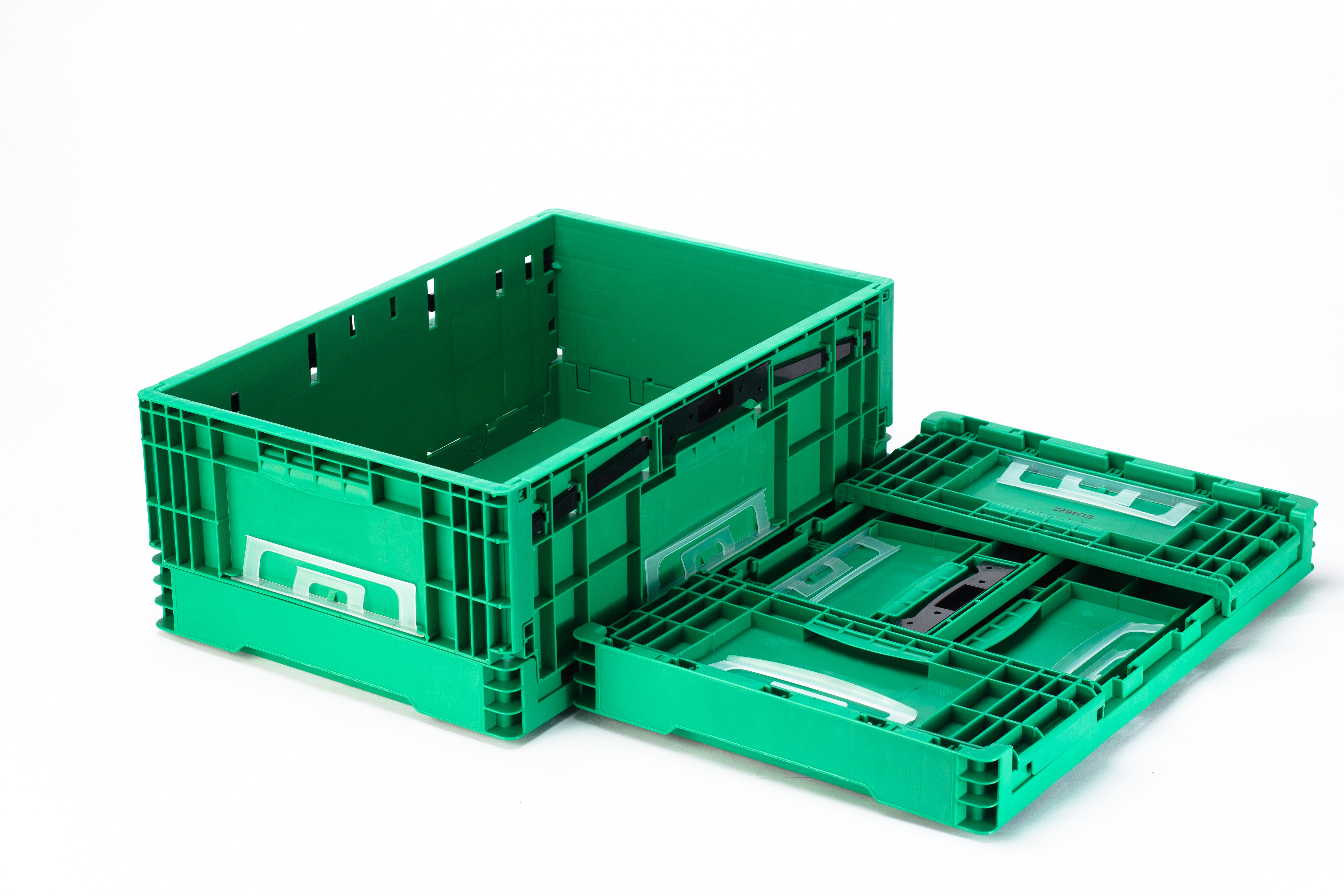 Customized Logo Foldable Green Plastic Circulation Basket for Stackable Organization
