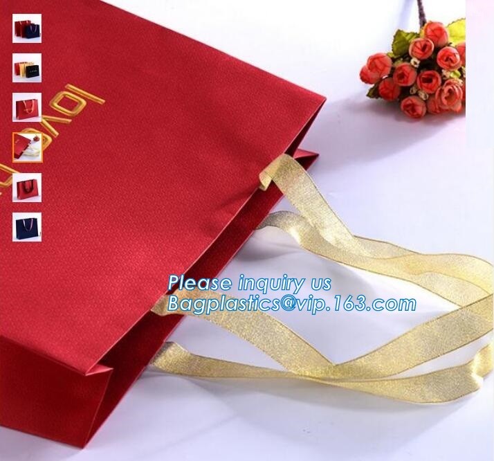 Luxury paper bags with handles Different Sizes,250gsm art paper shopping carrier bag custom printing with handle rope