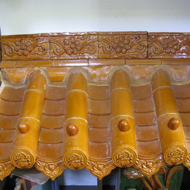 Traditional Chinese ceramic roof tiles yellow color for temple restoration