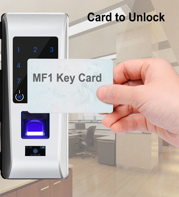 Custom Biometric Front Door Lock Frameless No Holes Four Unlock Ways To Unlock