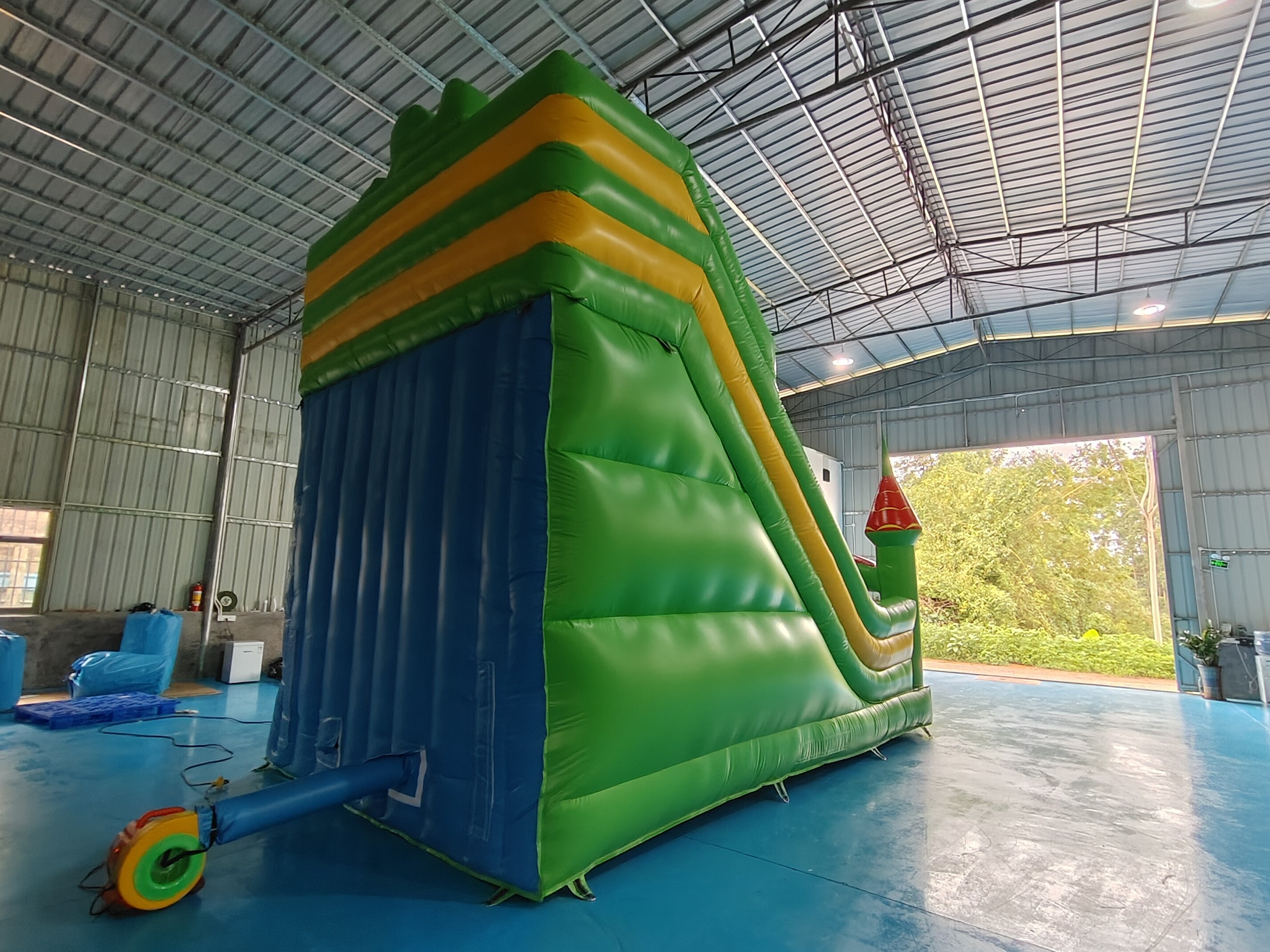 Commercial Grade PVC Inflatable Dry Slide With Pillar Colorful Inflatable Double Slides For Kids