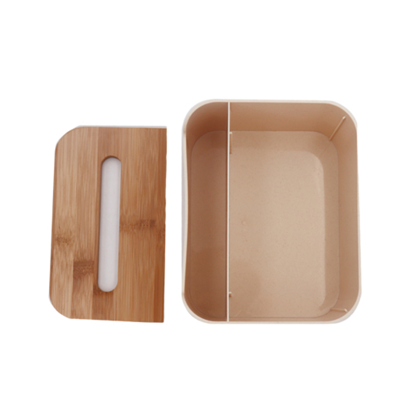 Direct Napkin Holder Table Organizer with Cubicle Plastic Tissue Box and Bamboo Lid