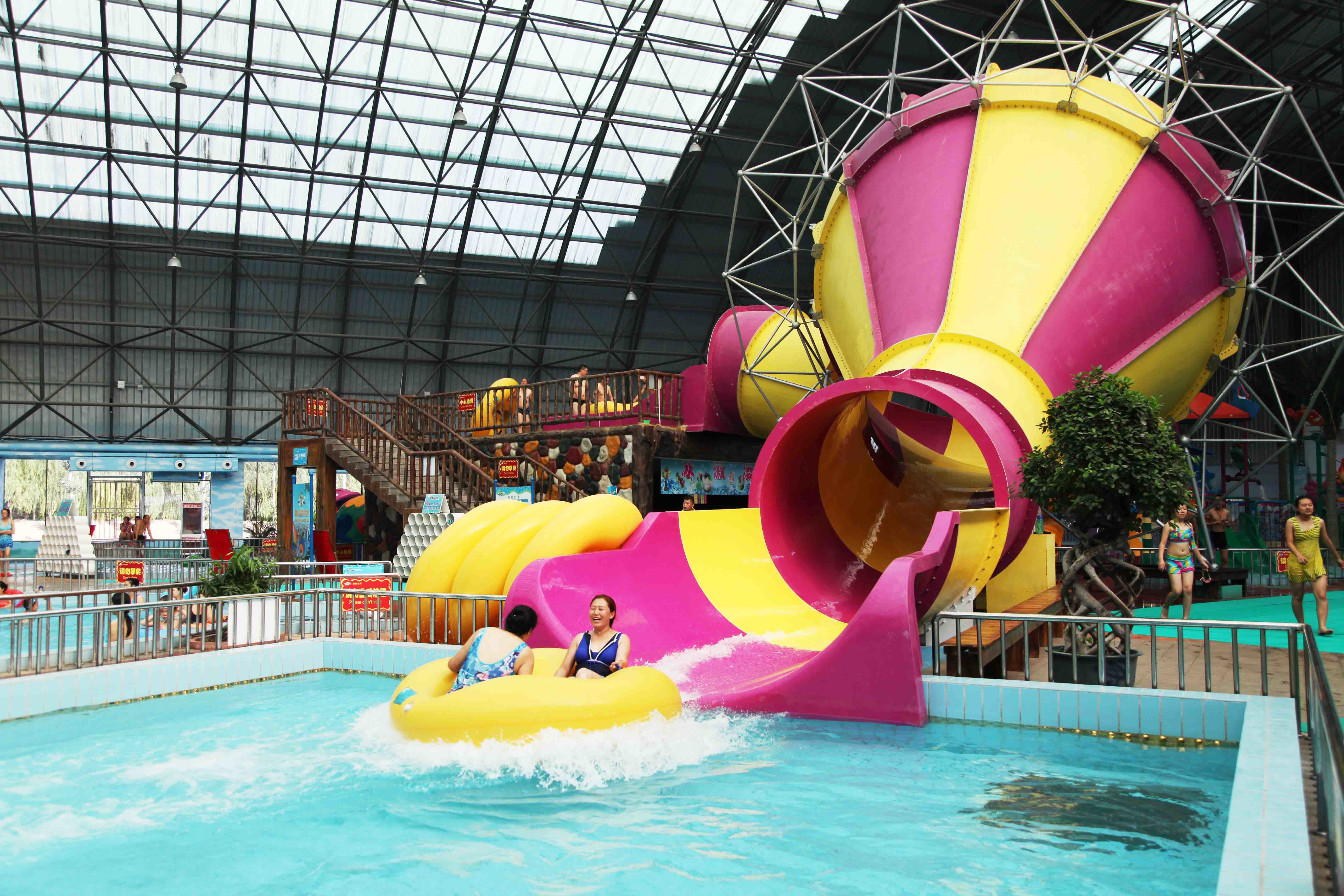 Comercial Fiberglass Indoor Water Play Small Slide / Water Park Ride 100m3/Hr Water