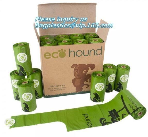 Compostable Logo Printed Colorful Pet Dog Waste Poop Plastic Garbage Bag 100%