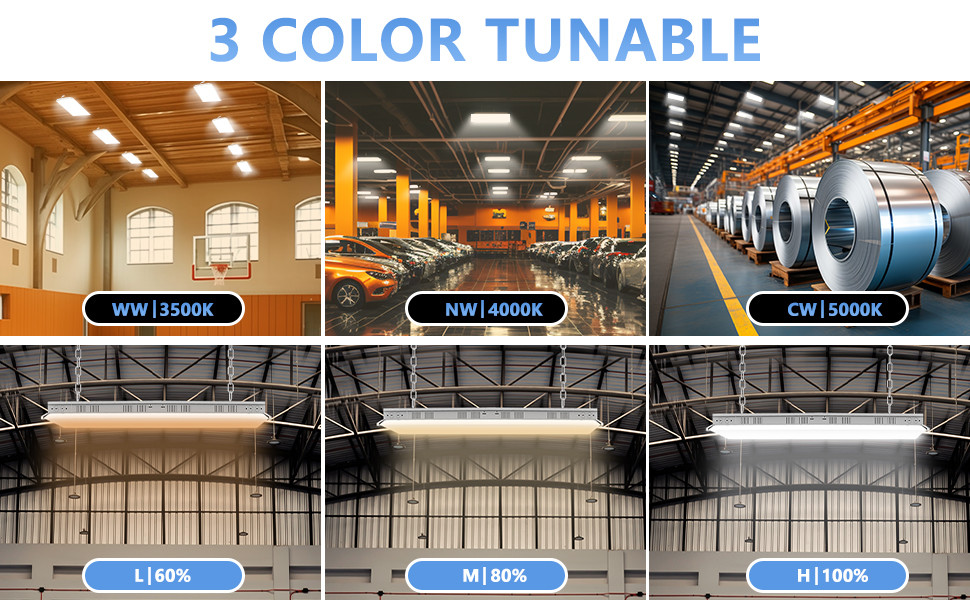 Dimmable 320W LED Linear Bay Light Suspended Installation 5000K CRI 13000lm